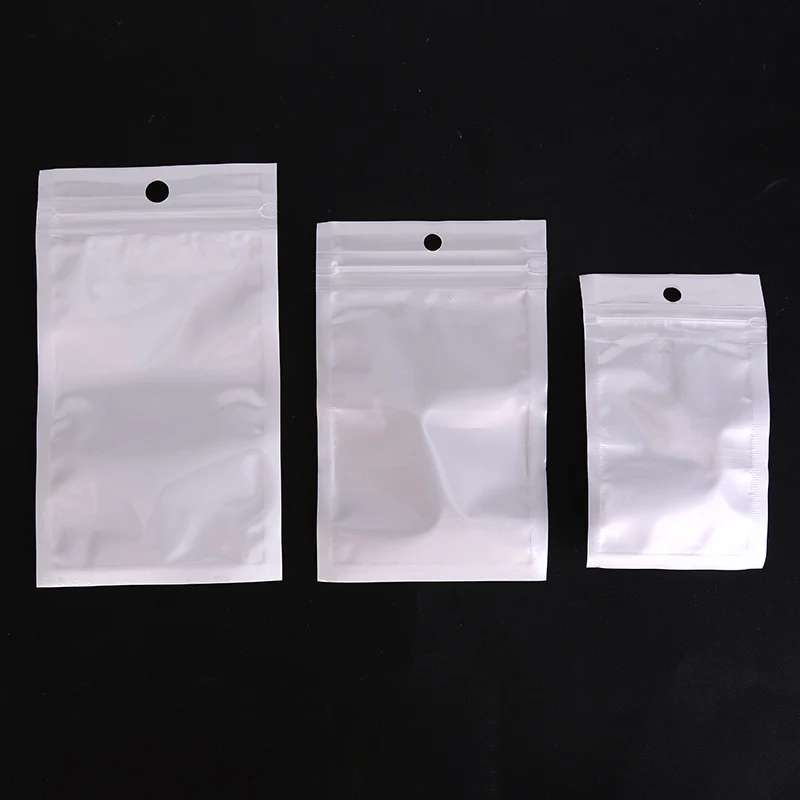 100PCS Translucent Jewelry Bead Packaging Bag 3 Sizes Gift Holder Jewelry Zipper Storage Bag