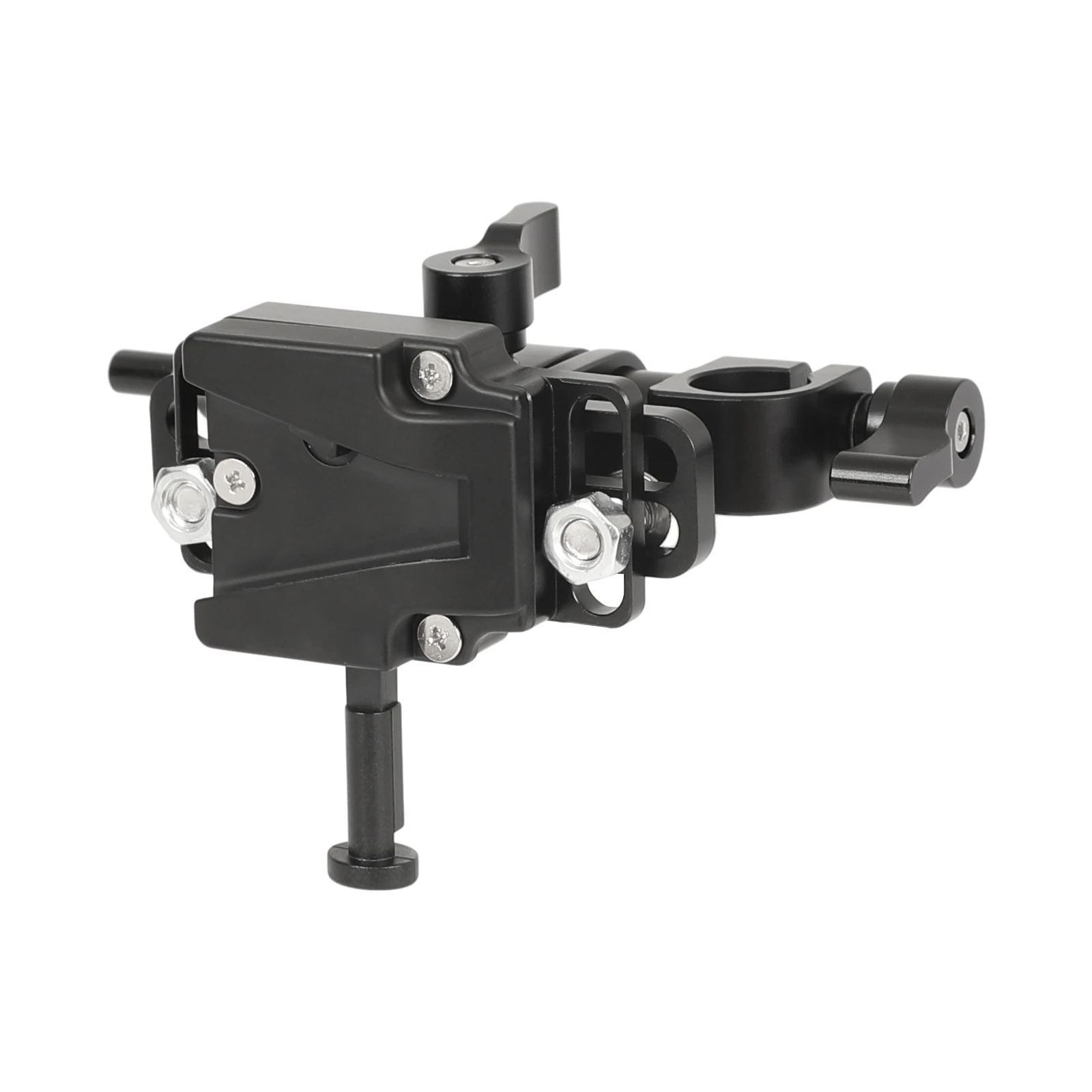 HDRIG-abrazadera de Soporte de doble varilla giratoria de 360 grados, 15mm, con bloqueo en V, adaptador de liberación rápida hembra para fuente de alimentación de cámara DSLR