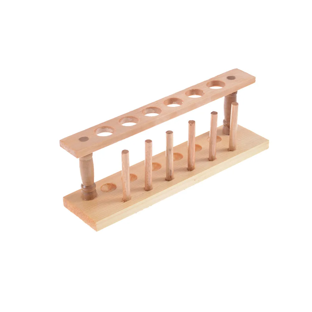 Laboratory Test tube Stand Shelf Lab School Supply New 6 Holes and 6 Pins Wooden Test Tube Rack Holder Support Burette Stand