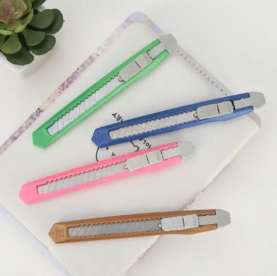 Candy colors mini Utility Knife multifunction Art Cutter Students Paper Snap Off Retractable Razor Blade Knife Stationery Color