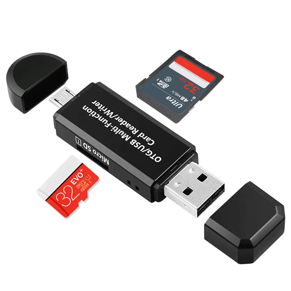 2 in 1 USB SD Card Reader Micro USB Memory OTG Adapter For SDXC/SDHC/SD/MMC/RS-MMC/Micro SD/TF /Micro SDXC/Micro SDHC/UHS-I