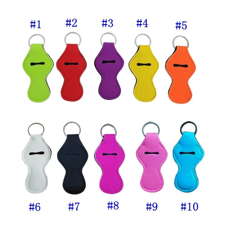 

100/200/300/500/1000Pcs Fast Shipping Hot Selling Monogrammed Solid Color Neoprene Keychain Holder Chapstick Holder Lipstick