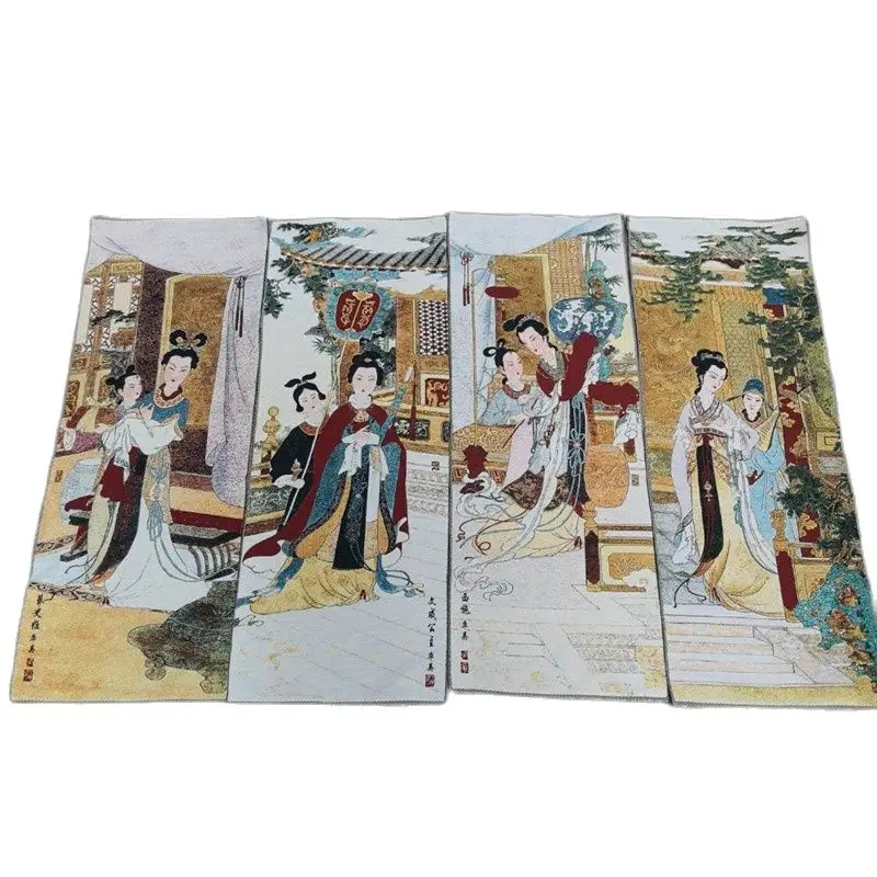 Chinese Four Screen Embroidery Painting, Embroidered Silk Tapestry, Classic Beauty Painting