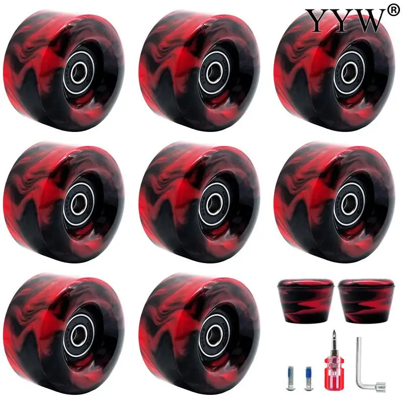 82a 10pcs/A Lot 58x32 Mm Pu Rubber Roller Skates Wheels DIY With Brake Accessories Black Wheel For Adult Skate Shoes Skateboard