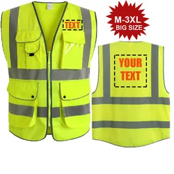 Custom Your Text Logo Reflective Safety Vest Hi Visibility Personalized Construction Work Security Uniform  ANSI Class 2