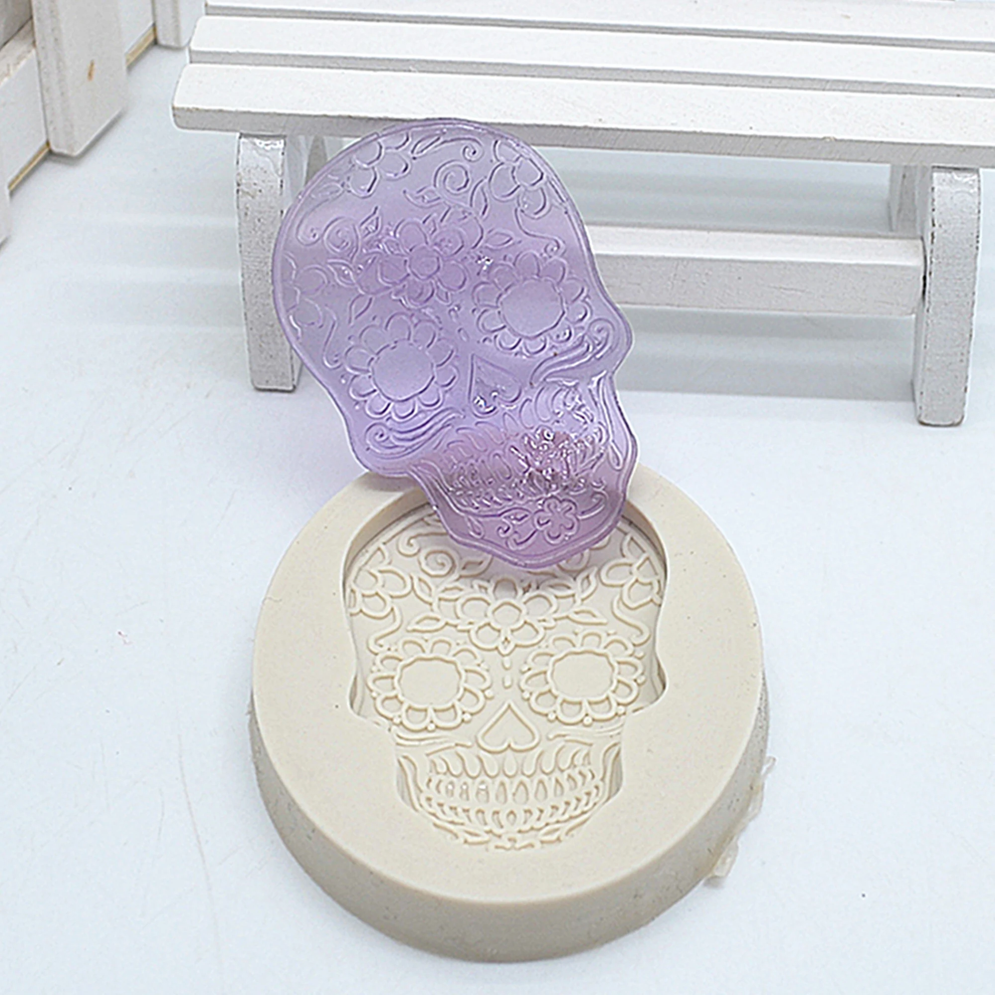 DIY Skull Fondant Cake Silicone Mold Halloween Skull Shaped For Baking Polymer Clay Chocolate Pastry Decoration Tools