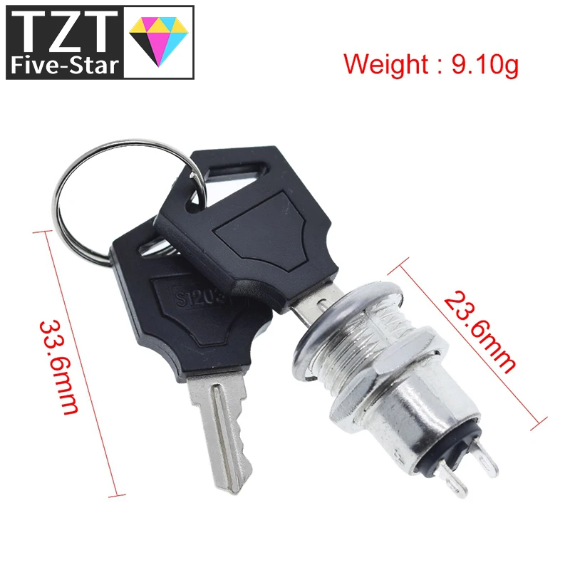 1/3PCS 12mm Edelstahl Elektronischer Schlüsselschalter EIN/AUS Verriegelungsschalter Handy-Sicherheitsschalter 12*21mm S1203 2PIN 2 Schlüssel – Detail 3