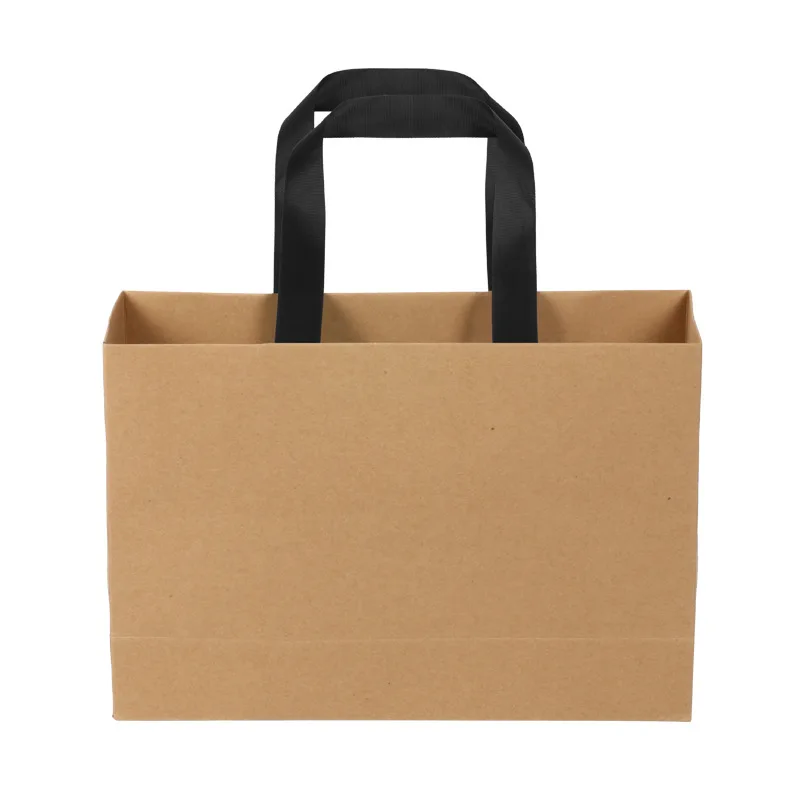 

Portable Kraft Paper Gift Bag Clothing Shopping Bags Wholesale Customized Pure Favor Packaging with Ribbon Handle Takeaway Pouch