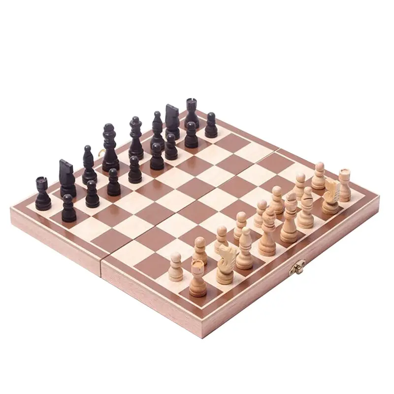 

JILIGOU folding wooden chess peices board set puzzle game wood box shogi backgammon 30*30cm kid entertainment juego mesa dust