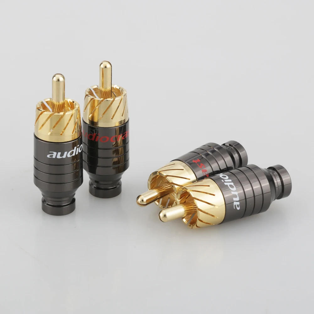 Audiocrast-enchufe RCA de cobre chapado en oro, conector adaptador de Audio y vídeo, 4 piezas