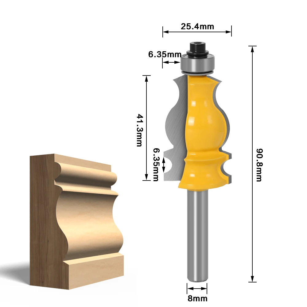 3PC 8mm Shank Casing & Base Molding Router Bit Set CNC Line knife Woodworking cutter Tenon Cutter for Woodworking Tools