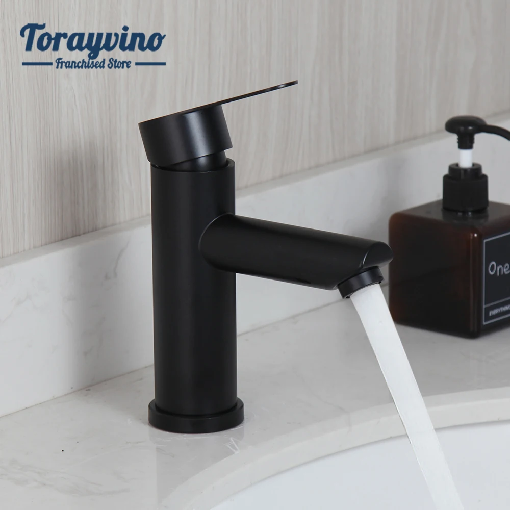 

Torayvino Contemporary Bathroom&Basin Black Finished Brass Faucet Mixer Single Handle/Hole Faucets Sink Deck Mounted Taps