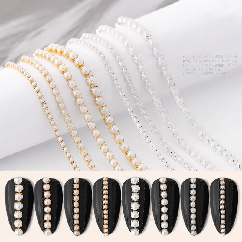 1Pcs Pearl Nail Jewelry Accessories for Decoration 2023 Fashion Metal Nails Art Decorations for Manicure Design