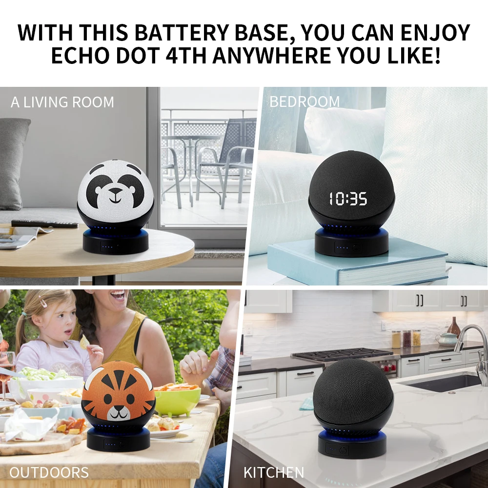 Echo Dot 4th/5th Gen Base della batteria caricabatterie Wireless portatile Mobile Alexa Smart Speasker Base della batteria per Echo Dot 4th/5th