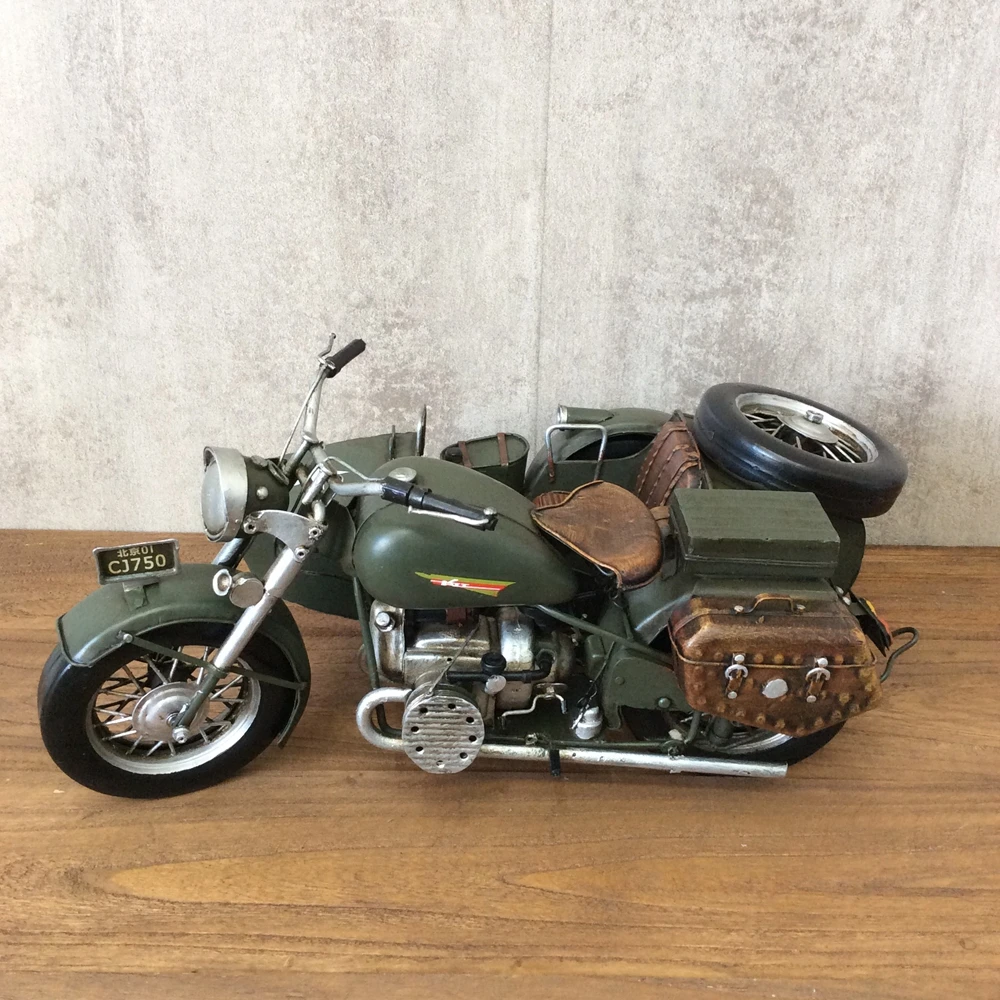 Model-Motorcycle-Tricycle Army Car Vintage Ironwork Tin Retro Crafts Handmade Handicraft Decorations China Modelcar Gifts