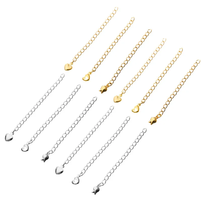 

5pcs Copper Extender Tail Chain For Bracelet Necklace Gold Silver Color Extended Extension Chains DIY Jewelry Making Accessories