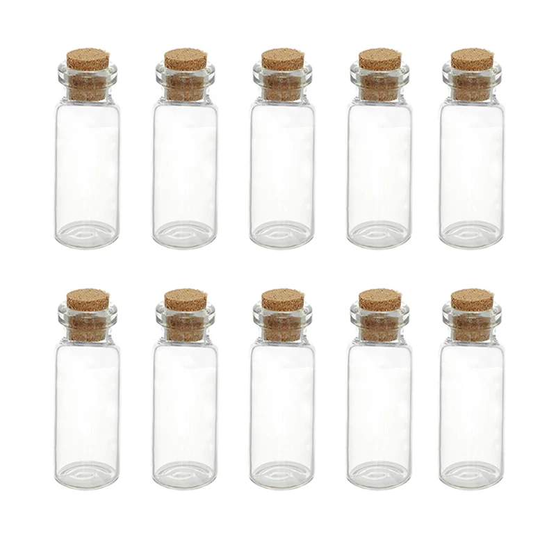 10pcs 1ml Mini Wishing Bottle Transparent Small Glass Bottle With Cork Stopper Small Jar Container Jewelry Collection