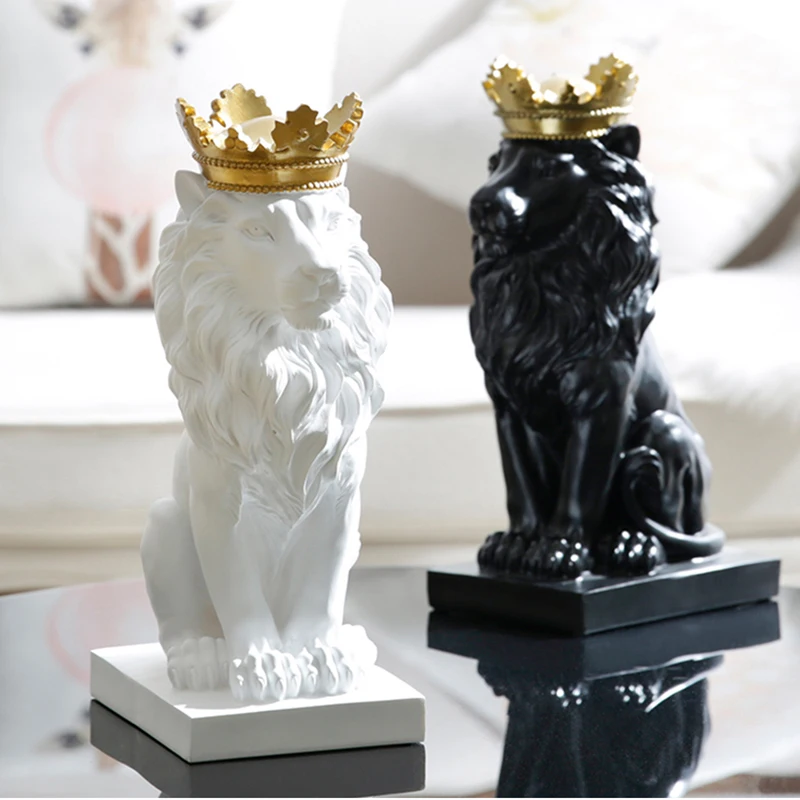 Imagem -05 - Home Sala Decoração Acessórios 3d Lion Head Estátua Nordic Decor Tabela Ornamentos Estatuetas de Animais Escultura Decorativa