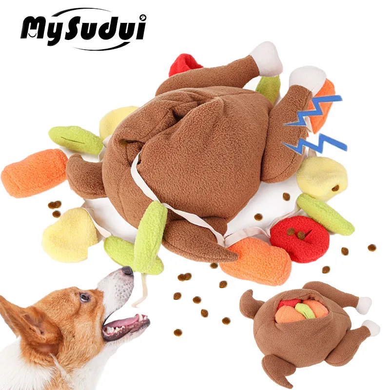 Plush Pet Dog Snuffle Toy Pet Interactive Puzzle Feeder Food Training Iq Dog Chew Squeaky Toys Cute Animal Activity Treat Game