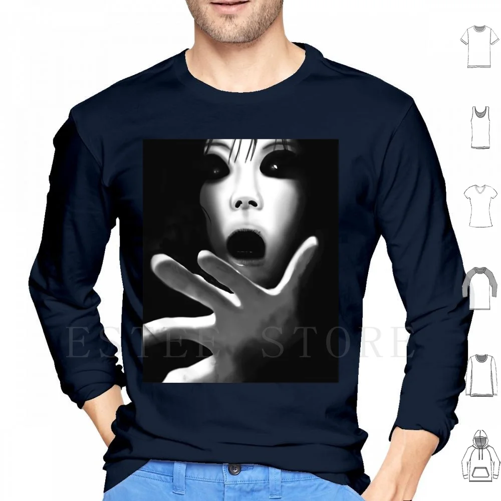 

The Grudge Hoodie Long Sleeve Grudge Movie Black And White Ghoul Ghost
