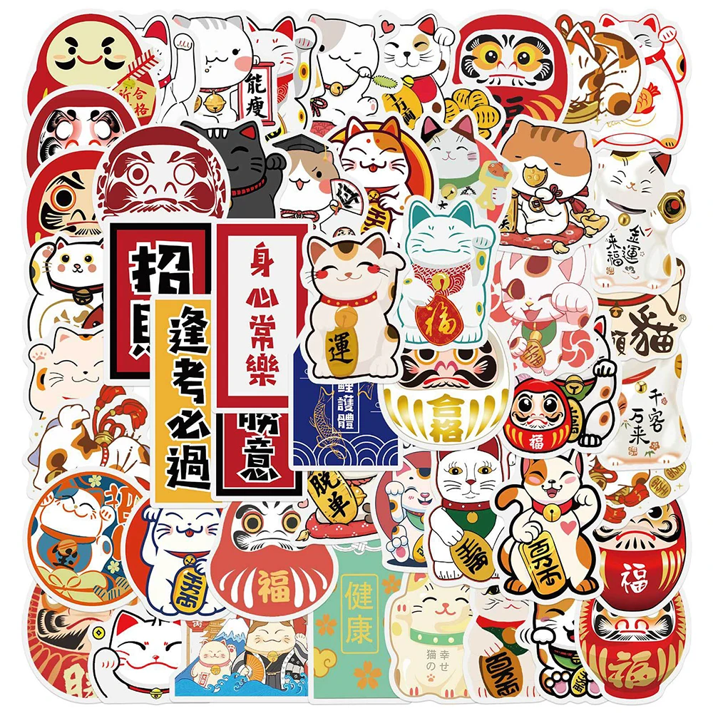 10/30/50PCS Japan Lucky Cat Cartoon Stickers PVC Waterproof Skateboard Fridge Guitar Motorcycle Classic Toy Graffiti Kid Sticker