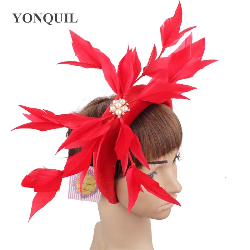 Fancy Feather Fashion Hair Band Bride Wedding Fascinators Hats Headwear Hat Elegant Ladies New Cocktail Hair Accessories Women