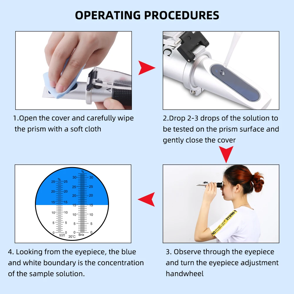 Yieryi Portable Refractometer Design For Liquor Alcohol Content Tester 0-80% V/V ATC Refractometer With The Retail Box