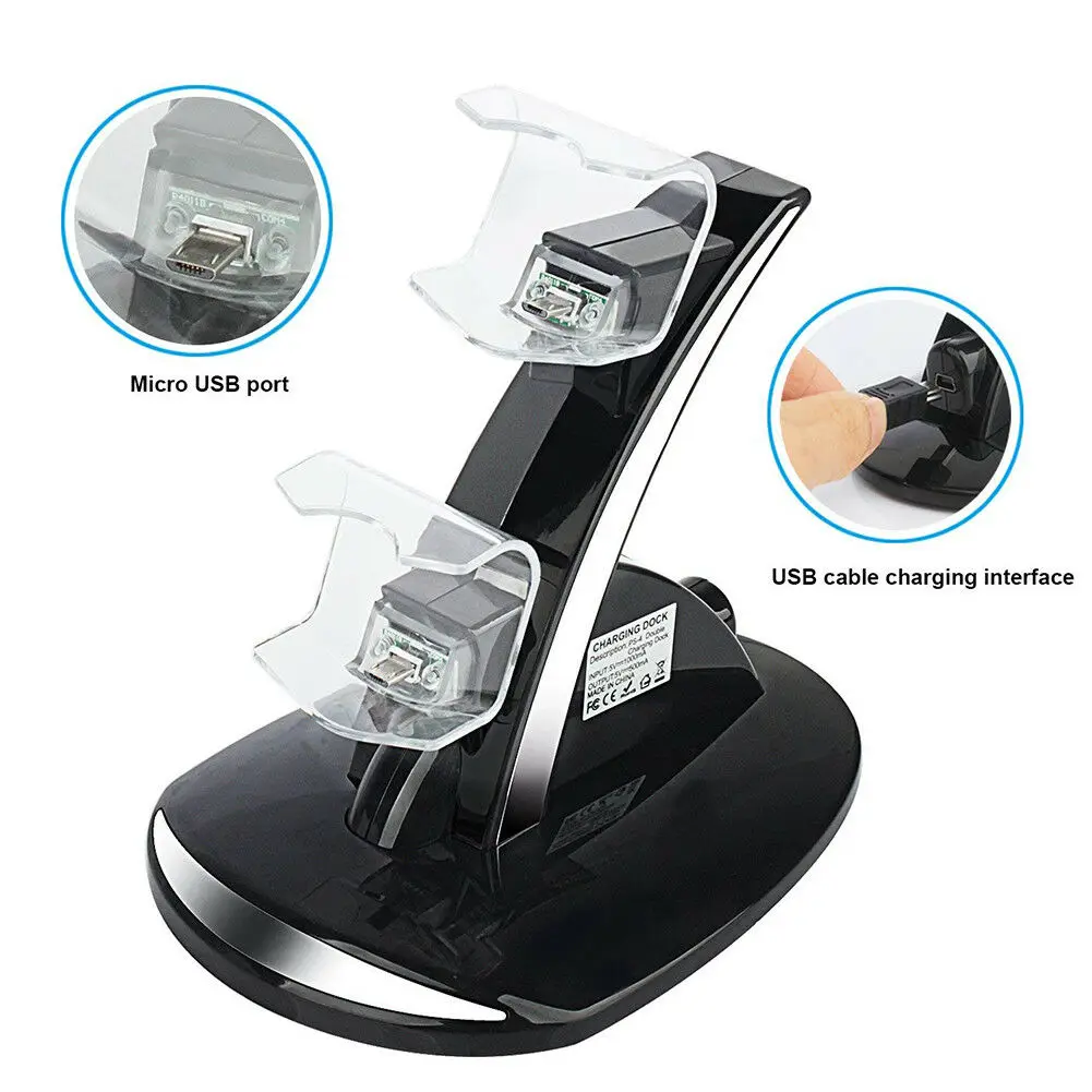 Dock per caricabatterie per controller Base per stazione di ricarica per PS4 doppia USB LED per controller Sony Playstation 4 PS4 / PS4 Pro /PS4 Slim