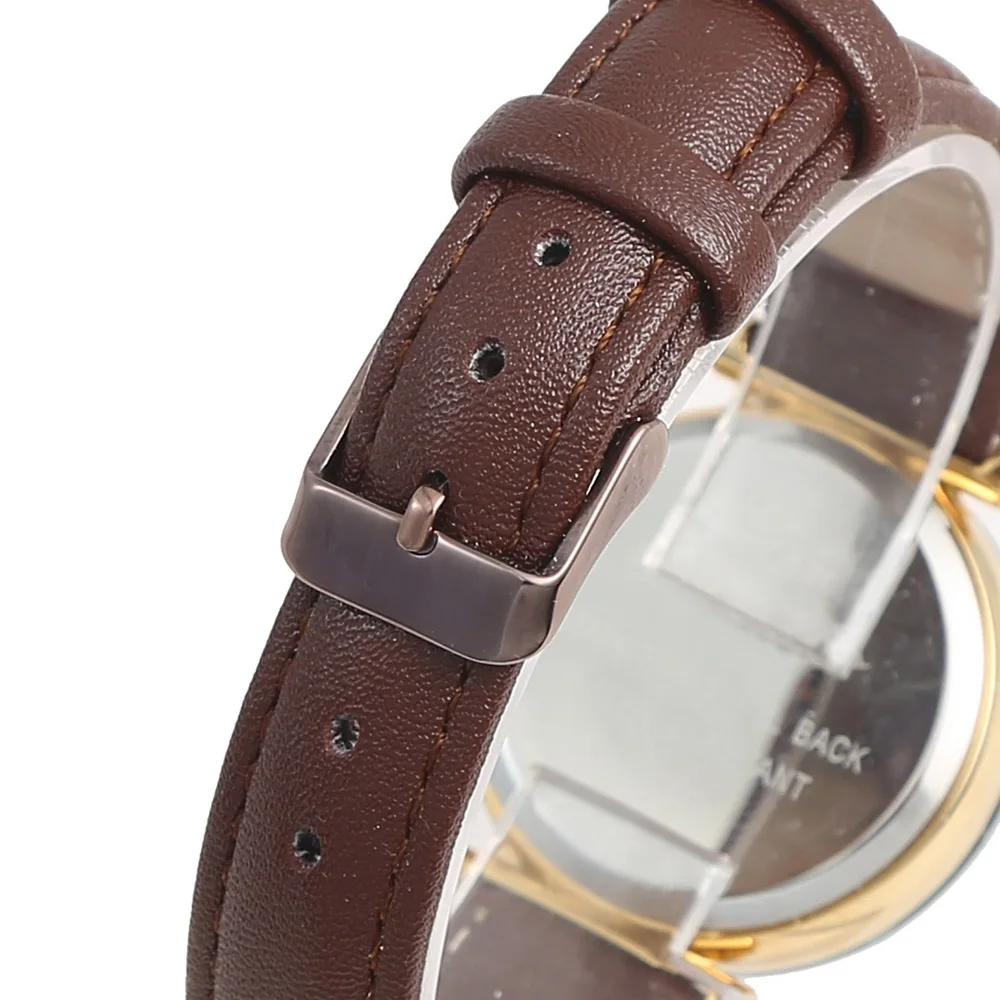 VARLEDO Leather Wrist Watches geometric Surface Quartz Ladies Fashion Girl Watch