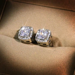 2021 NEW Trendy S925 Sterling Silver Lab Diamond Stud Earring Party Wedding Charm Engagement Christmas Gift Jewelry Wholesale