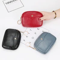 Monedero corto de cuero PU para mujer, monedero femenino, tarjetero, Mini bolsa de cambio con llavero, bolso de mano para mujer, nuevo