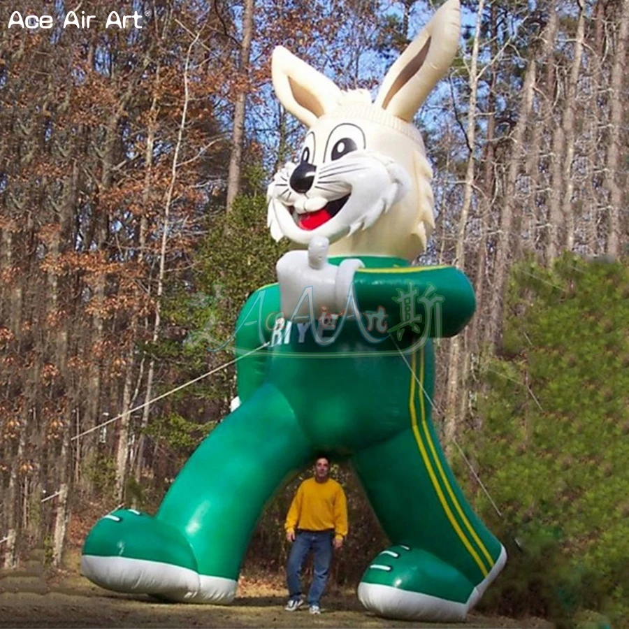 10m/33ft High Easter Bunny Green Dress Up Inflatable Costume Blow Up Rabbit For Festival Outdoor Event Decorations Made In China