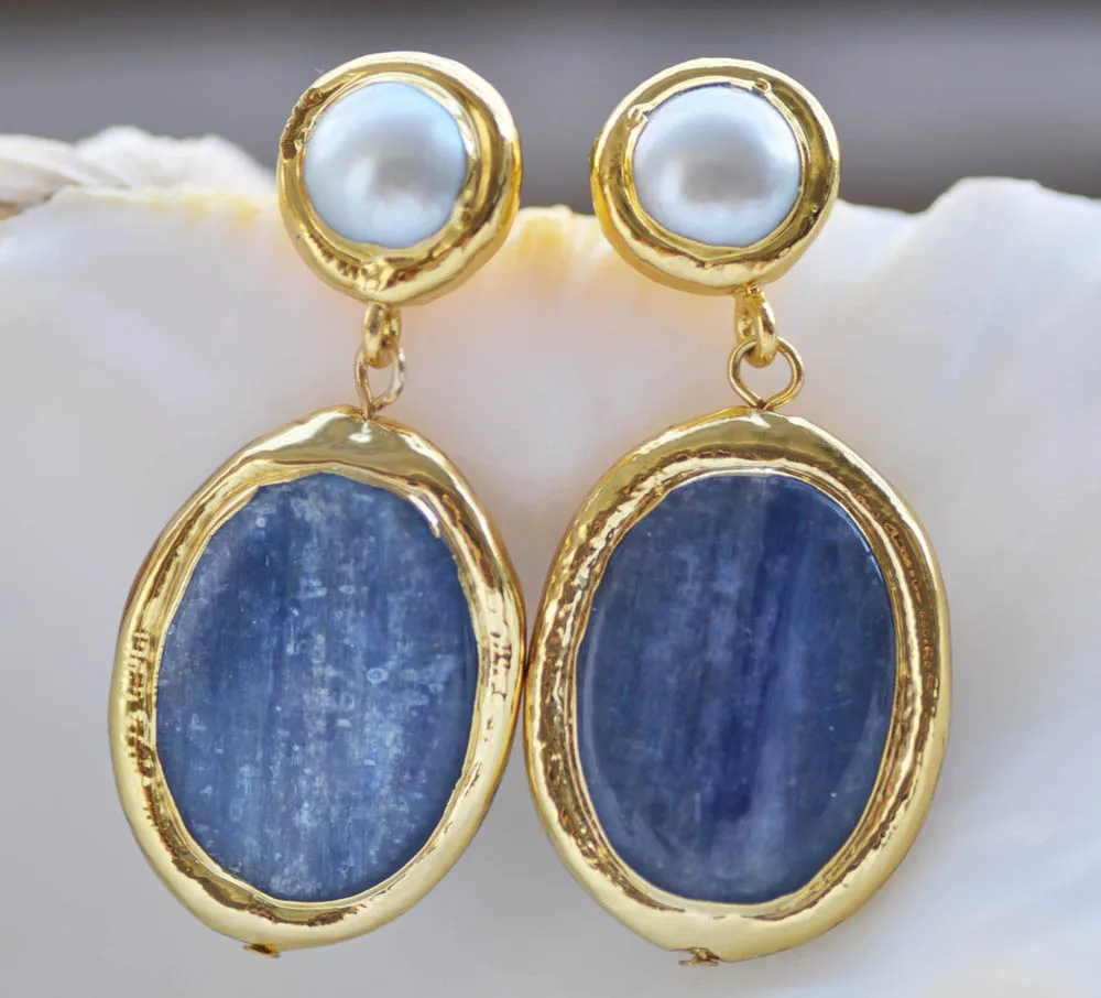 Mtc·Star 28Mm Blue Ellipse Coin Crystal Dangle Earring (Z11122 )-image