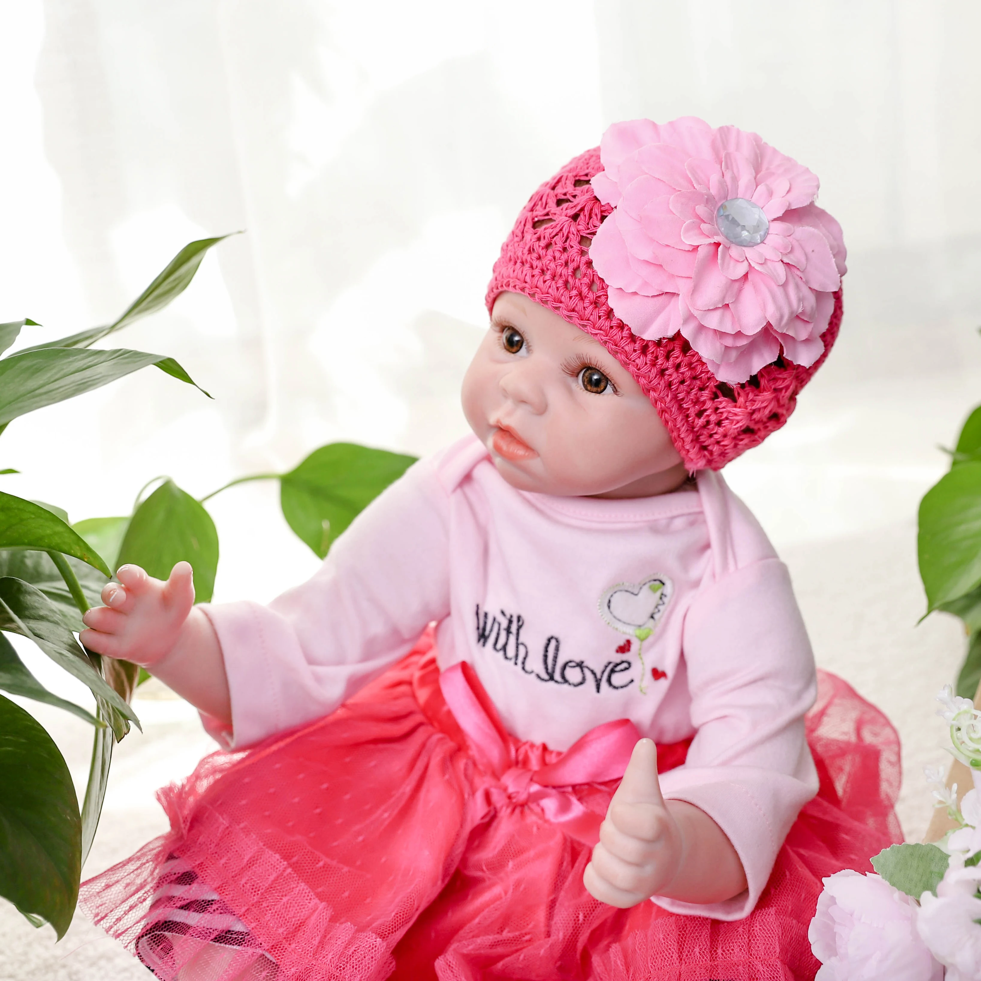 55 Cm 22 Inch Realistic Reborn Baby Doll Soft Vinyl Silicone PP Cotton Body  Girl Toy Anatomically Correct  Holiday Gift