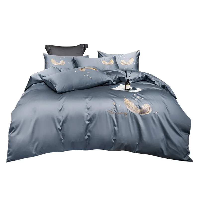 

60 Long-staple Cotton 4-piece Bedding Set Bed Solid Color Simplicity Bedding Set Luxury Bed Set Duvet Cover Set Home Comforters