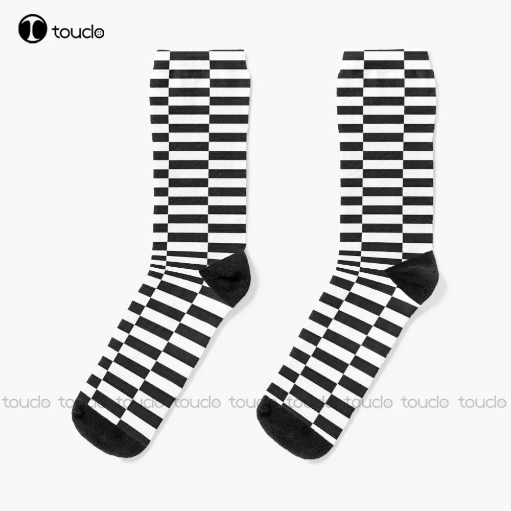 

Striped Monochrome Op Art Pattern Socks Unisex Adult Teen Youth Socks Personalized Custom 360° Digital Print Hd High Quality