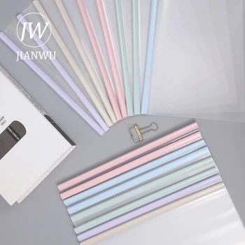 JIANWU 5 unids/set A4 carpeta de color morandi papel de prueba y varilla para documentos abrazadera carpeta de archivos suministros de oficina de negocios