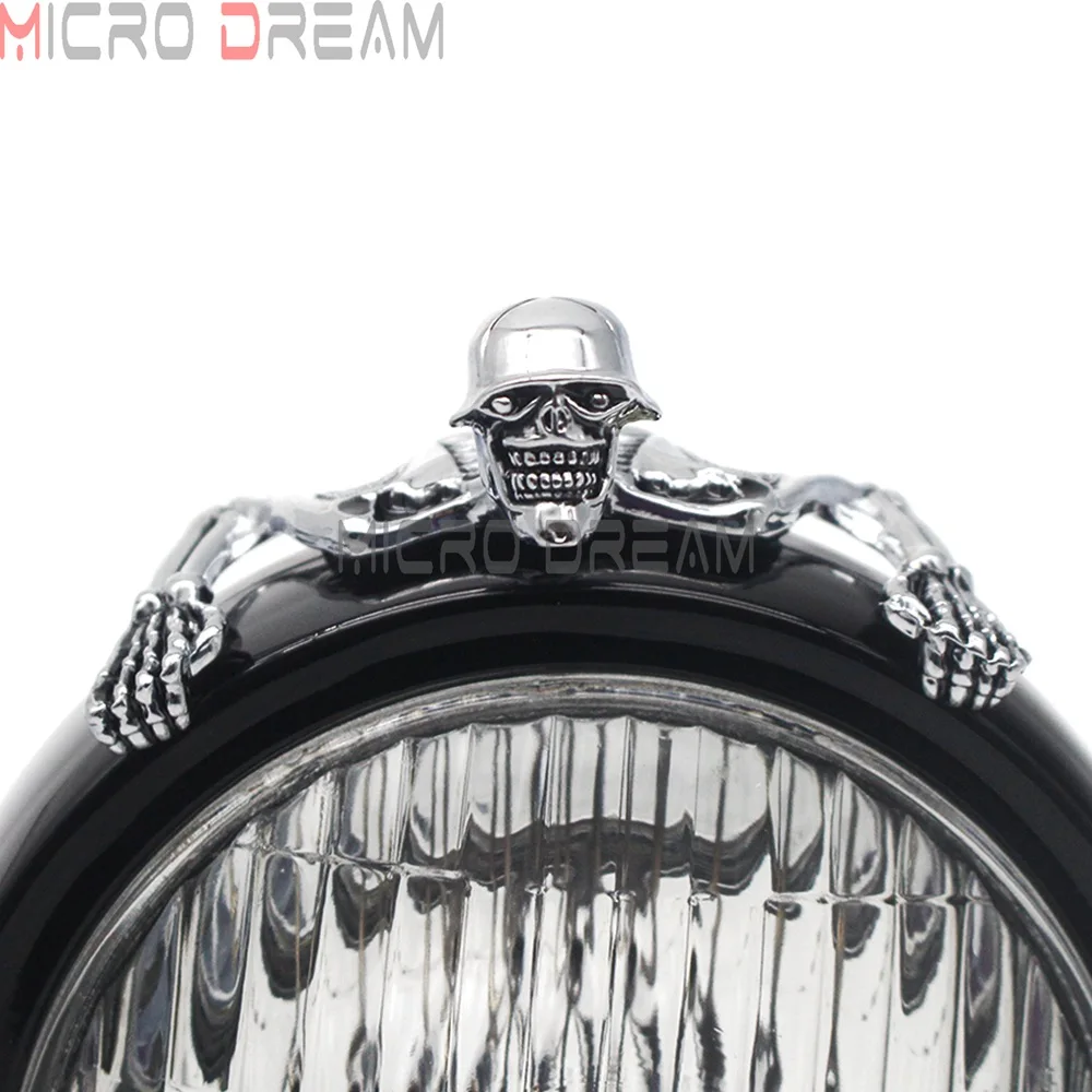 Skeleton Skull Chrome Statue Fender Visor Ornament 85mm 7 inch 7\