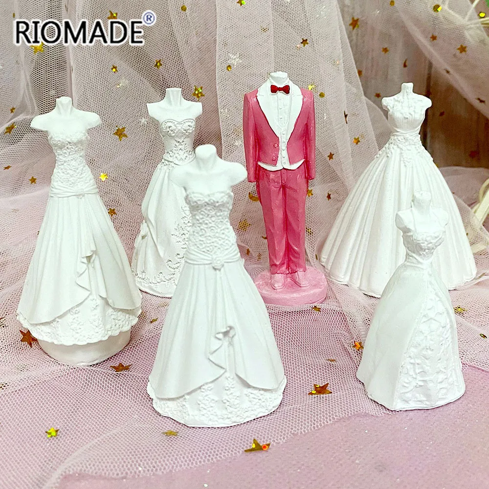 Wedding Dress Silicone Candle Mold DIY Handmade Making Crafts Candle Aromatherapy Clay Gypsum Epoxy Resin Mould Marry Decoration