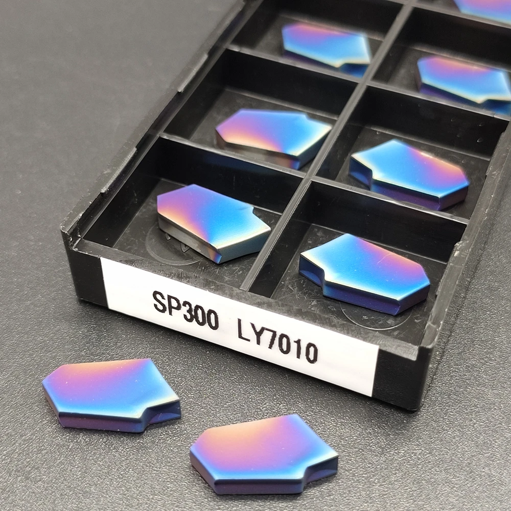 10 pz di alta qualità SP300 LY7010 3.0mm nano blu lama tornio strumento di tornitura per utensili di tornitura in metallo duro lama di scanalatura