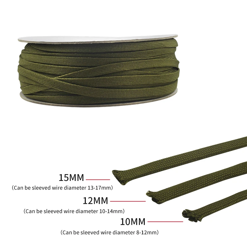 

20m Army Green Cotton Audio Cable Net Shock Absorbing Mesh HiFi Signal Power Speaker Wire Braided Sleeving Protector