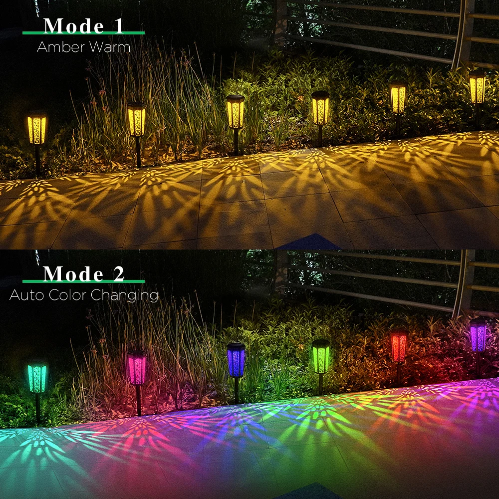 6 Pcs Solar Light IP65 Outdoor Waterproof LED Solar Garden Lights 2 Color Modes Solar  Landscape Lighting Lawn Lamp