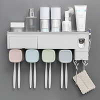 Automatic Toothbrush Holder Toothpaste Squeezer Dispenser With Cup Wall Mount Stand Storage Rack Bathroom Accessories Set