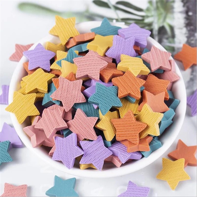 50pcs/lot new creative resin star charm beads connectors for diy children hairpin phone case paste jewelry accessories materials