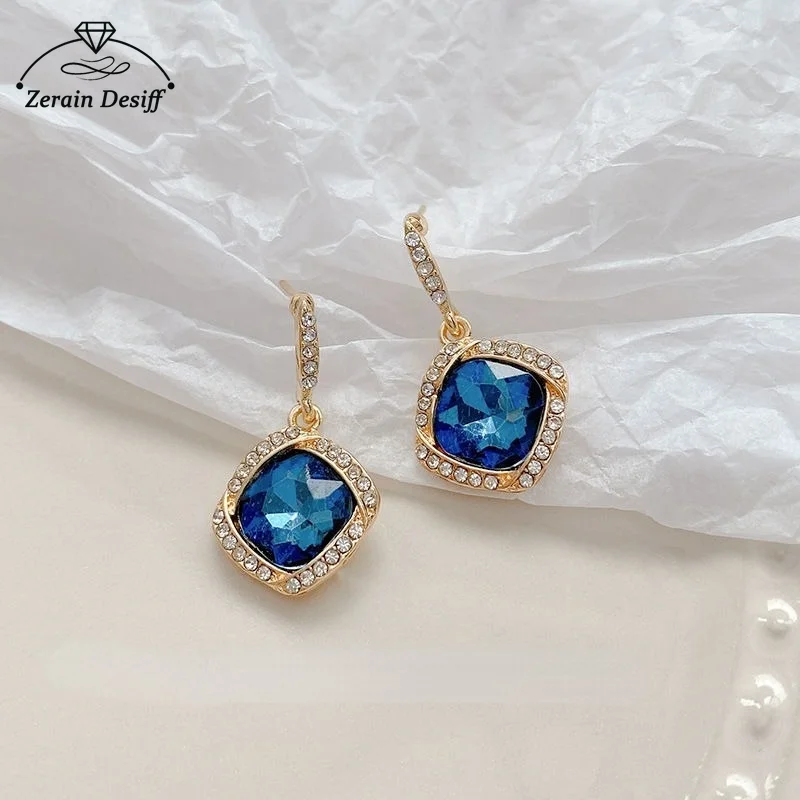 

Super Fairy Zircon Earrings Trendy Blue Crystal Earrings Female 925 Silver Needle Earrings New Earrings Jewelry Luxury Dangle