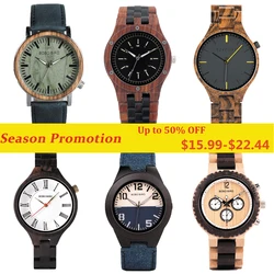 Luxury Wood Watches for Men Handmade Wooden Watch Analog Japanese Quartz Movement WristWatch Male Timepieces Gift for Male