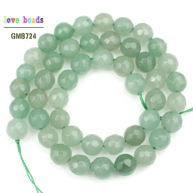 wholesale Natural Stone Faceted Green Aventurine Round Beads 15.5\