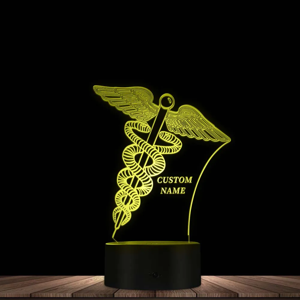 Thank You Gift for Doctor Nurse Special Personalized Acrylic LED Desk Lamp with Medical Sign 3D Illusion Effect Novelty Light