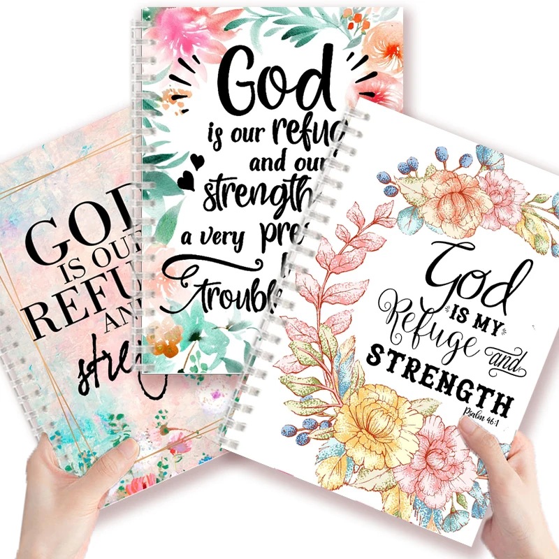 A5 Spiral Notebook Printing Quote - God Is My Refuge And Strength -  Faith Words Writing Pad Memo