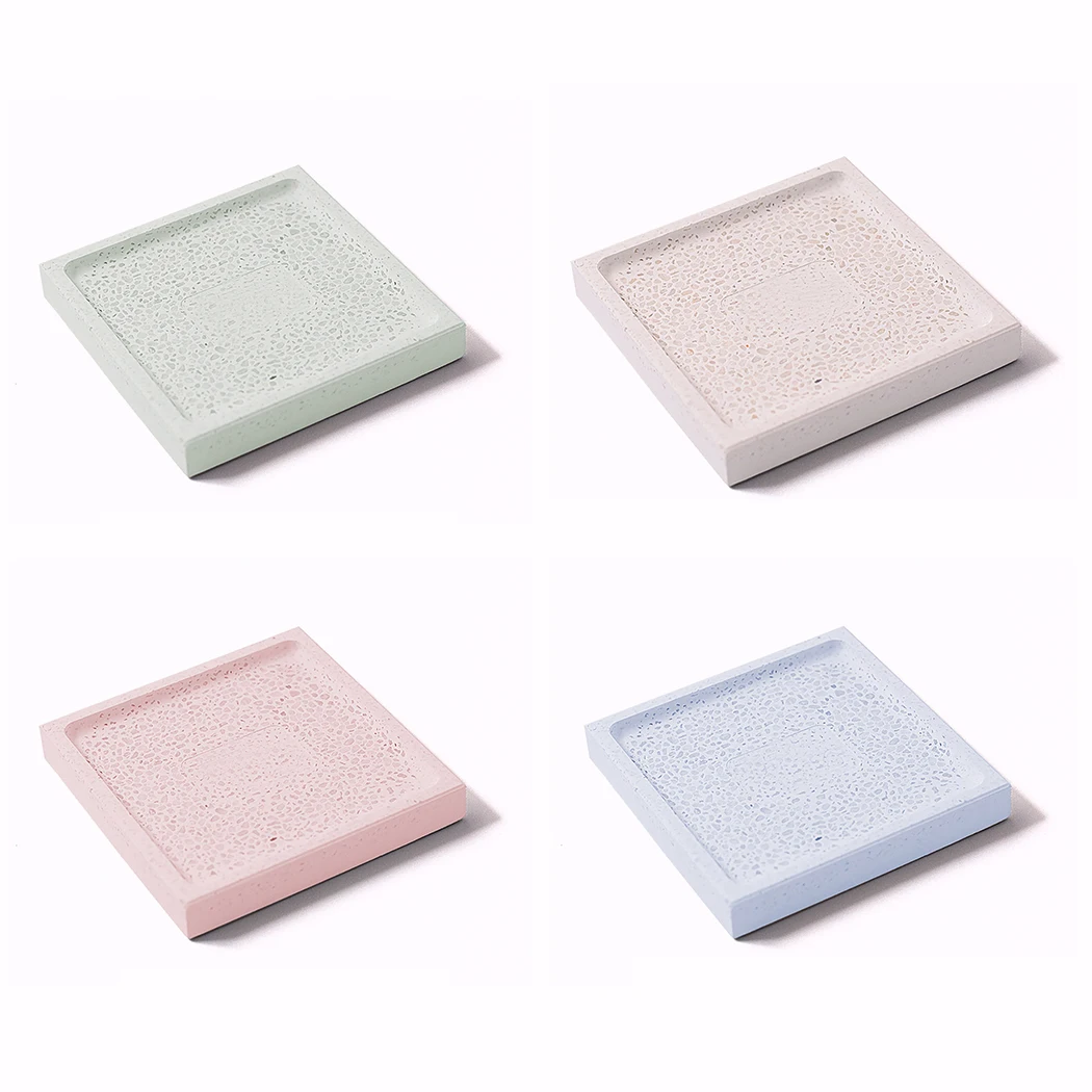 Stylish Diatomite Soap Dish Quick Water Drying Square Soap Holder Soap Saver For Shower Desktop Storage Bathroom Accessories